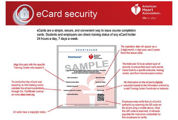 AHA Certification Card Example